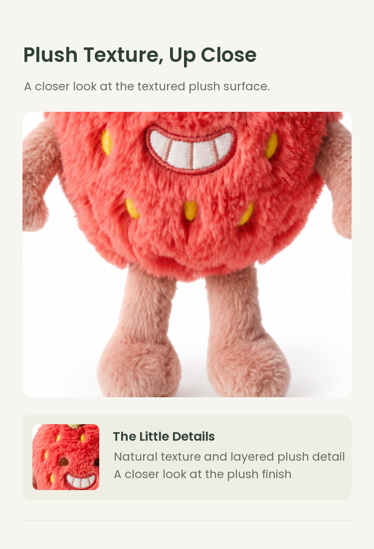 PLUSHIP Smiling Strawberry Plush Toy - detail 02