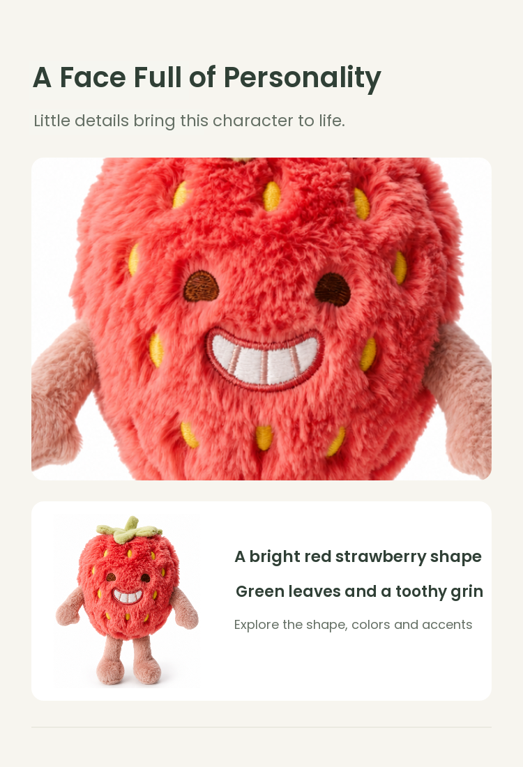 PLUSHIP Smiling Strawberry Plush Toy - detail 03