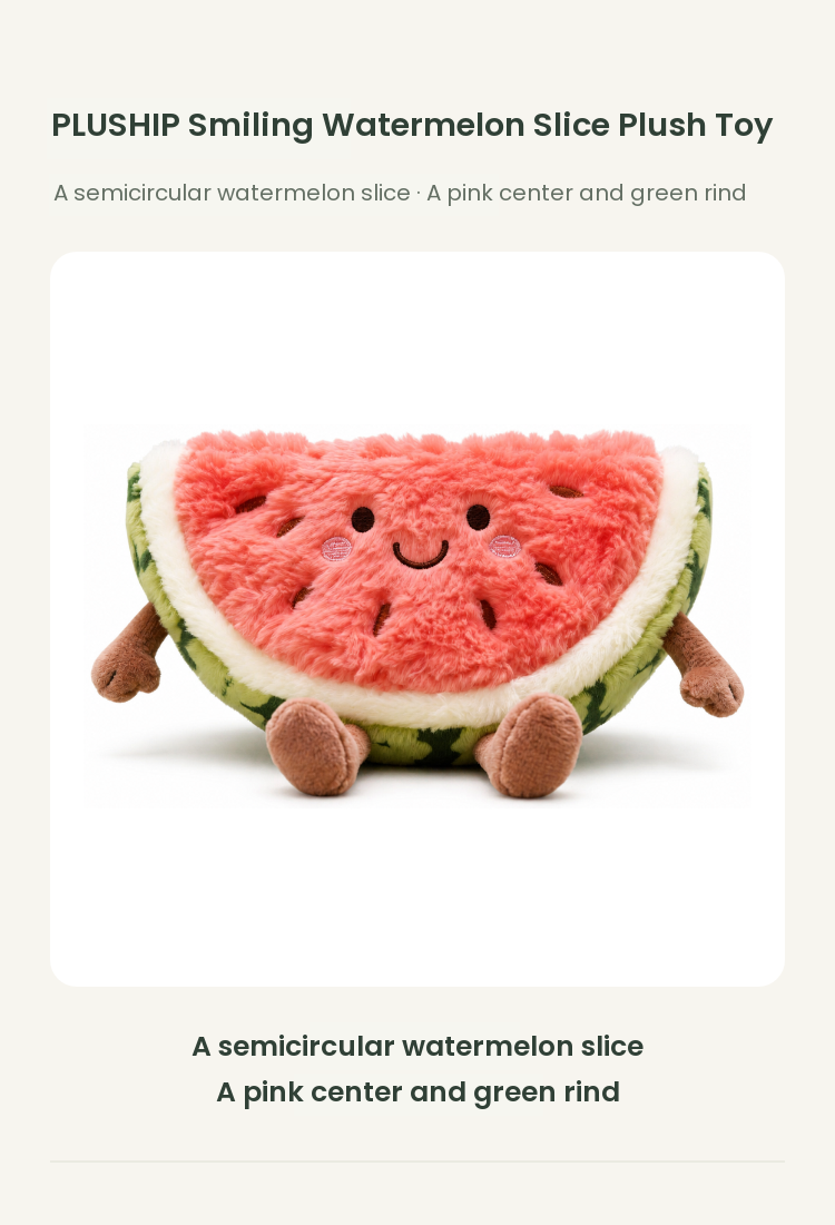 PLUSHIP Smiling Watermelon Slice Plush Toy - detail 01