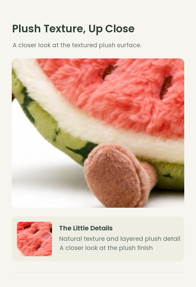 PLUSHIP Smiling Watermelon Slice Plush Toy - detail 02