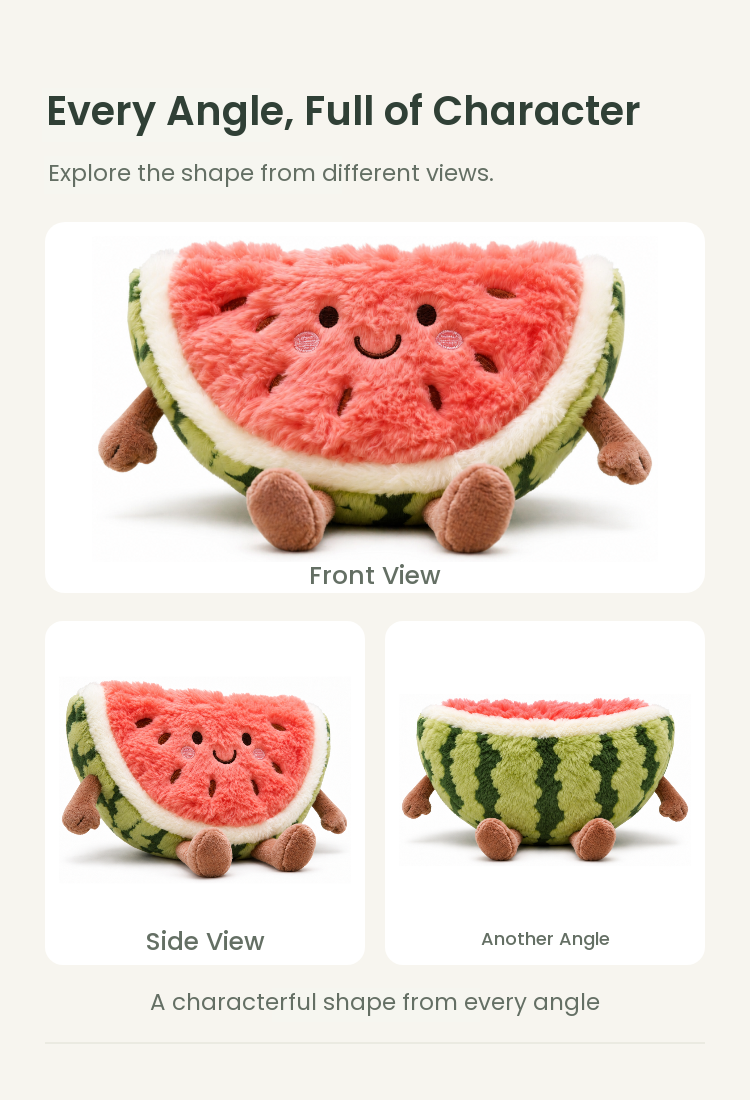 PLUSHIP Smiling Watermelon Slice Plush Toy - detail 04