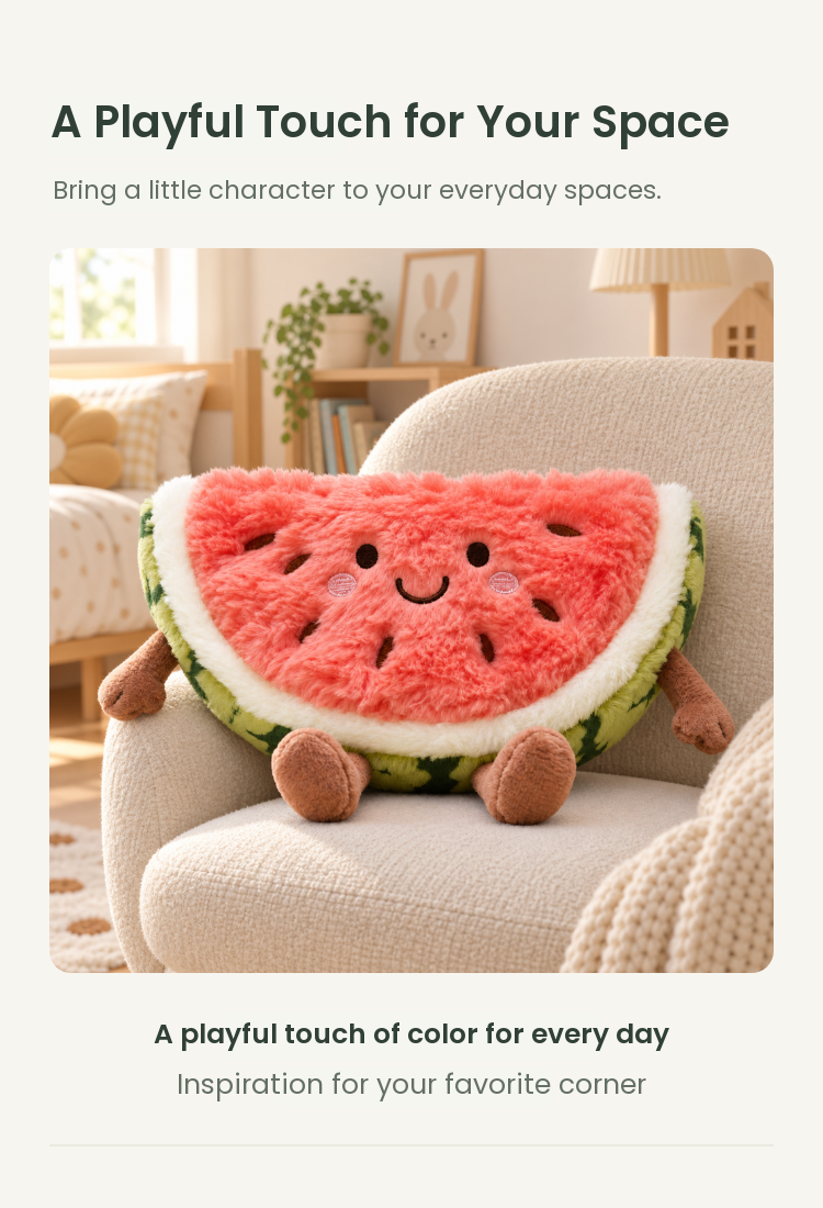 PLUSHIP Smiling Watermelon Slice Plush Toy - detail 05
