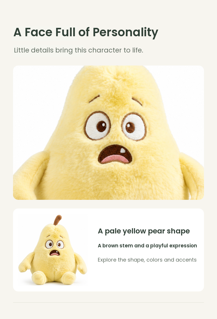 PLUSHIP Surprised Pear Plush Toy - detail 03