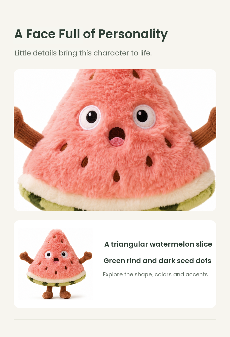 PLUSHIP Triangular Watermelon Slice Plush Toy - detail 03