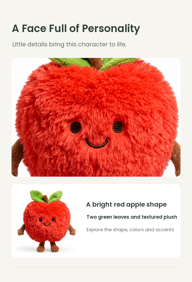 PLUSHIP Whole Apple Plush Toy - detail 03