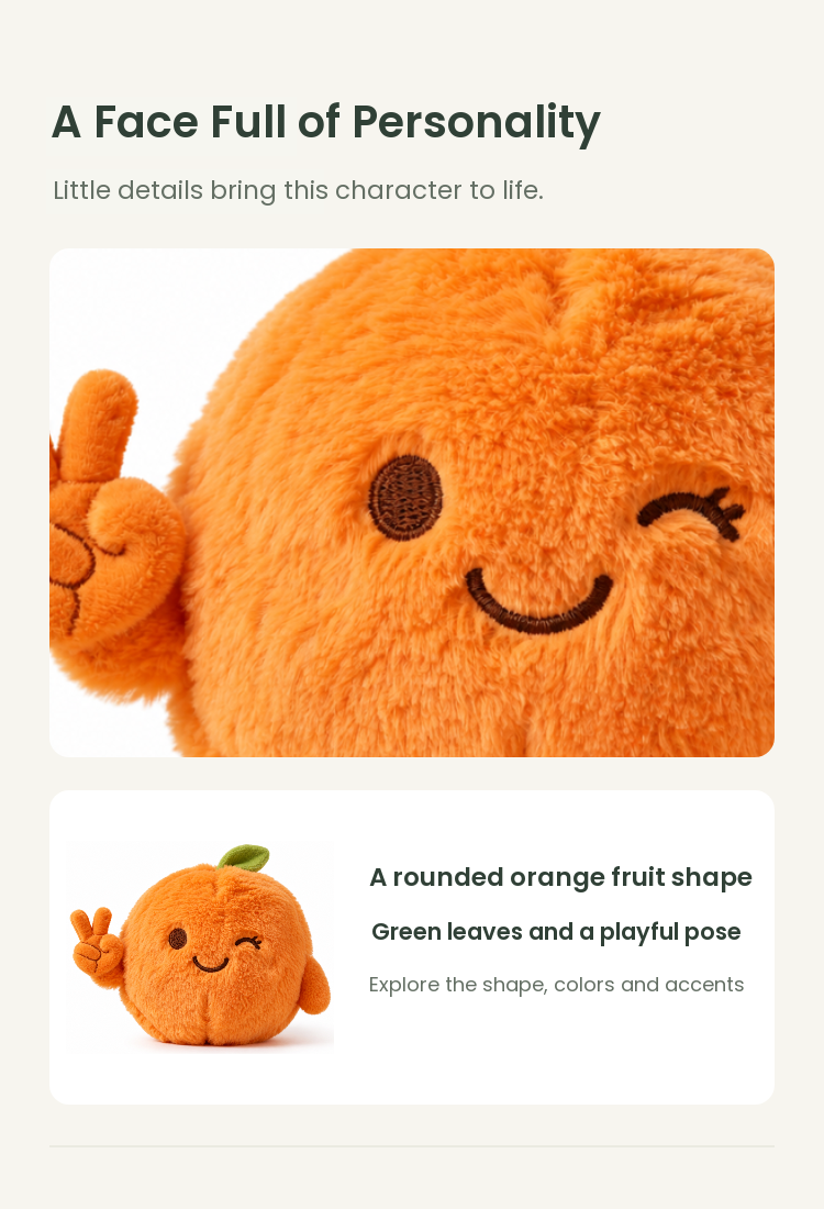 PLUSHIP Winking Orange Plush Toy - detail 03