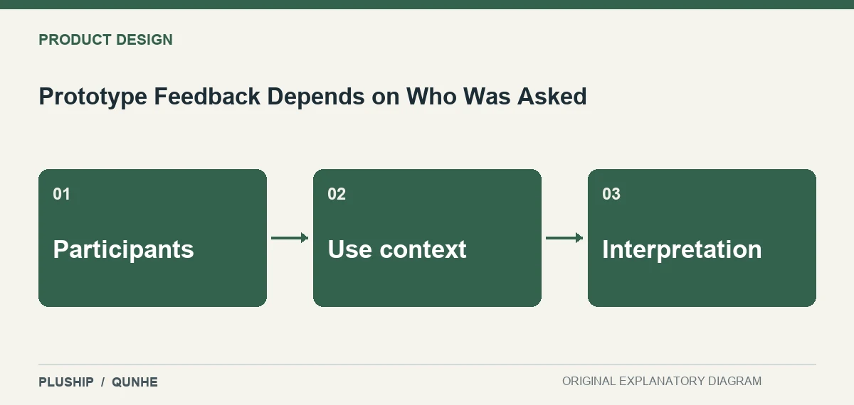 Topic map for Prototype Feedback Depends on Who Was Asked: Participants; Use context; Interpretation.