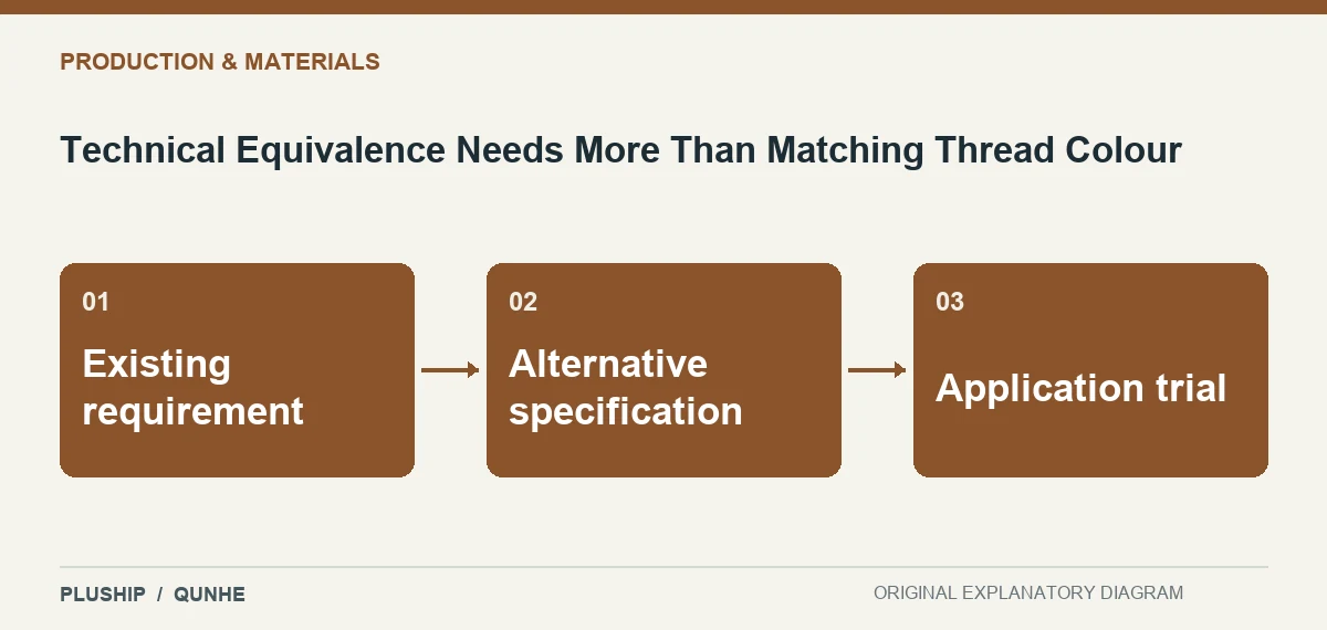 Topic map for Technical Equivalence Needs More Than Matching Thread Colour: Existing requirement; Alternative specification; Application trial.
